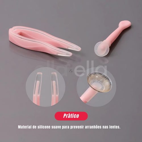 Aplicador com Pinça e Ventosa para Lentes de Contato