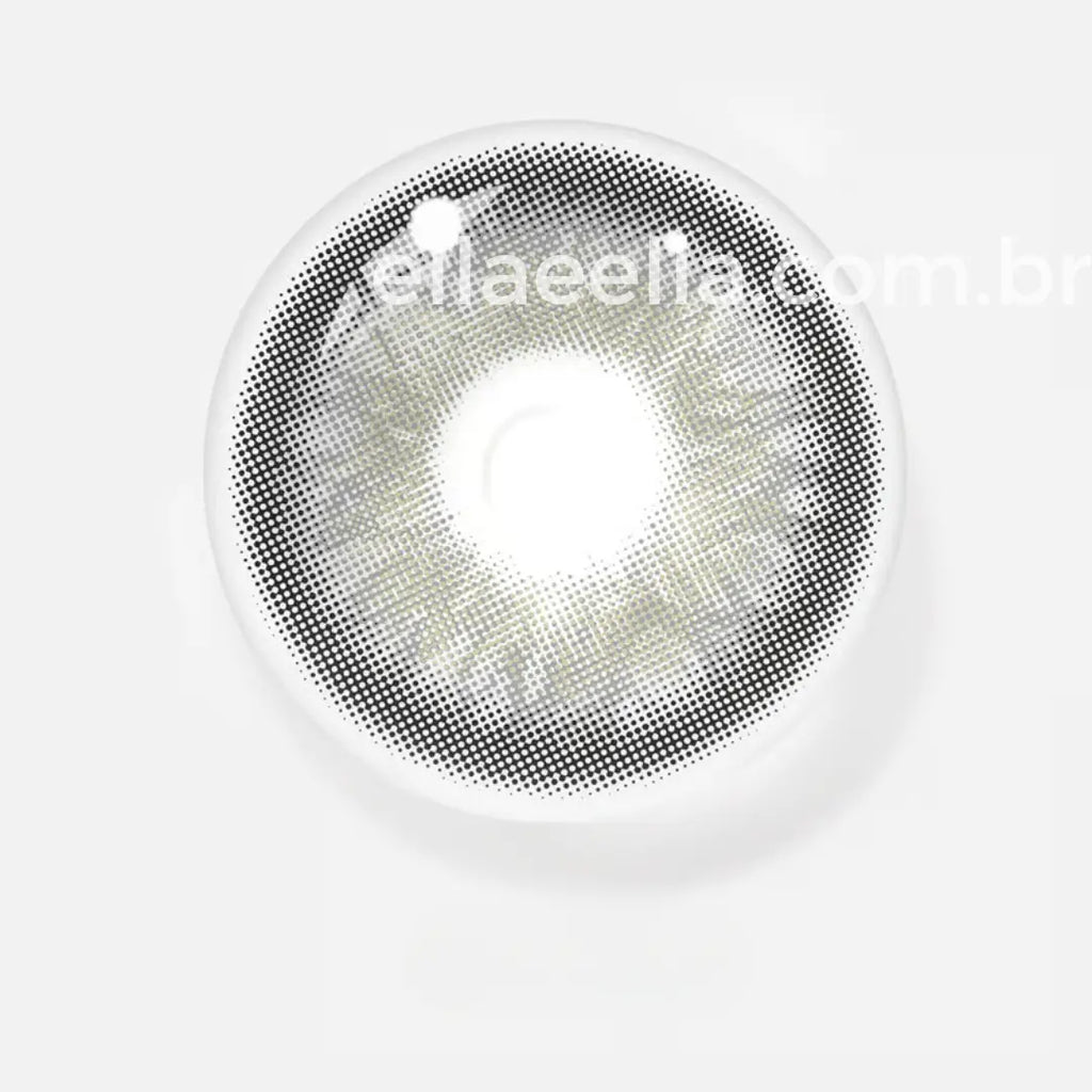 Lente de contato Ella&Ella Cinza, pigmentação Intensa e design Vibrante.